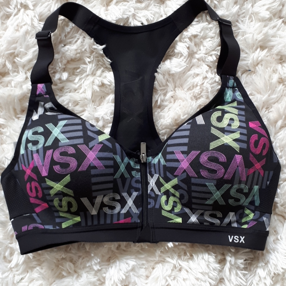Victoria Secret VSX Sport Bra Zip Front Multicolor